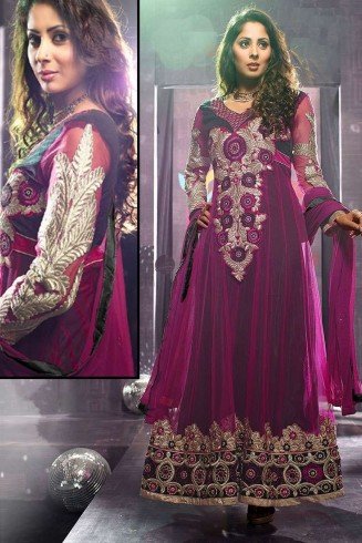 Purple Superb Sara Embroidered Georgette & Net Anarkali Suit