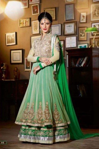 Mint Green Stunning Jacqueline Fernandez KICK Anarakali Dress