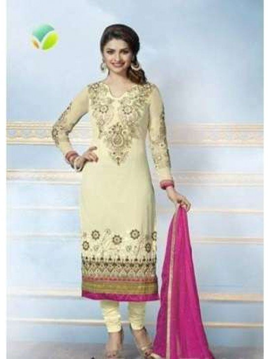 Cream Embroidered Salwar Suit Desi Indian Wedding Dress