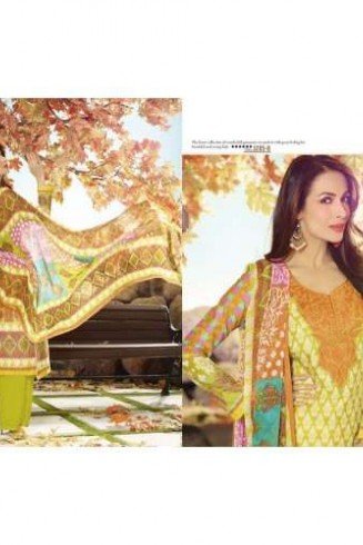 Yellow Malaika Arora Khan Lawn Summer wear Salwar Kameez