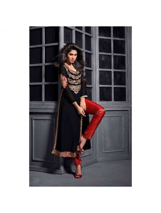 ZMS12004 Black and Red MAISHA MASKEEN ADDICTION Designer Shalwar Suit