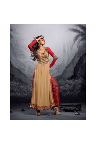 Gold & Red Indian Ethnic Suit Wedding Party Dress