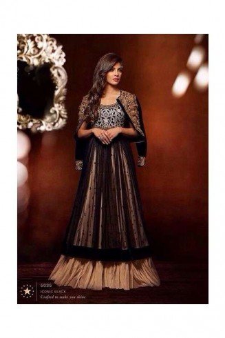Black  Priyanka Chopra HEROINE Designer Semi Stitched Dress