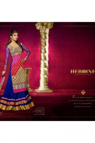 Blue and Pink Priyanka Chopra Wedding Lengha