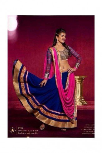 Blue and Pink Priyanka Chopra Wedding Lengha