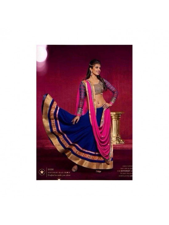 Blue and Pink Priyanka Chopra Wedding Lengha