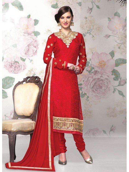 Hot Red Dress Party Outfit Indian Suit