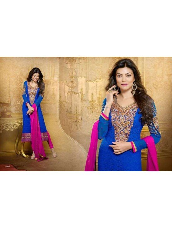 Blue Sushmita Sen Pure Georgette Straight Suit