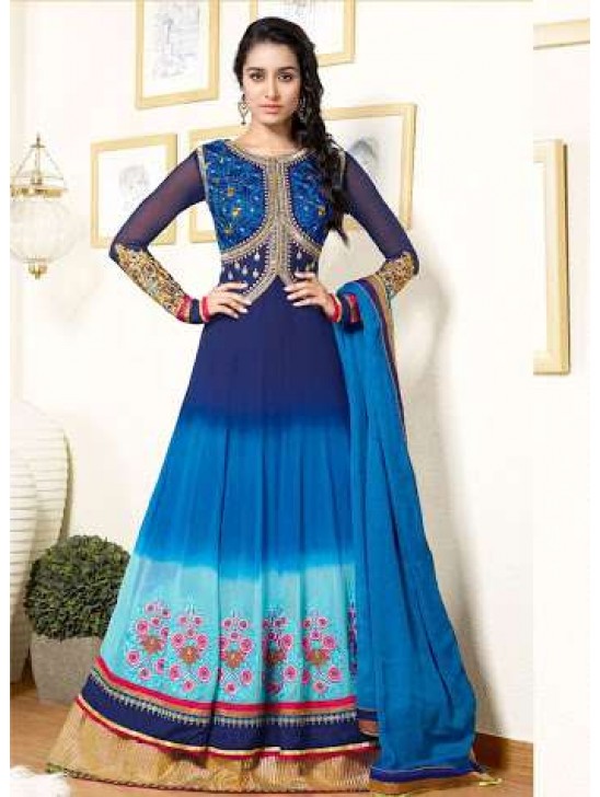 Royal Blue Shraddha Kapoor Anarkali Dress