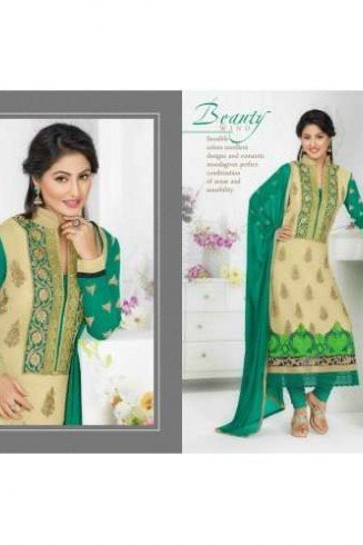 Cream with green HEENARI PARTY WEAR GEORGETTE SHALWAR SUIT