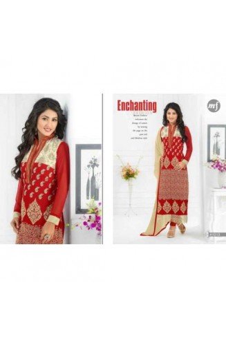 FIESTA RED HEENARI PARTY WEAR GEORGETTE SHALWAR SUIT