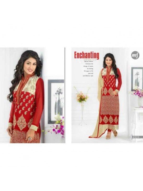 FIESTA RED HEENARI PARTY WEAR GEORGETTE SHALWAR SUIT