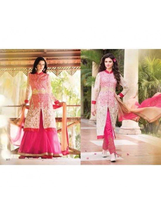 Rose Quartz Pink Arjaan 3 Georgette Long Length Designer Dress