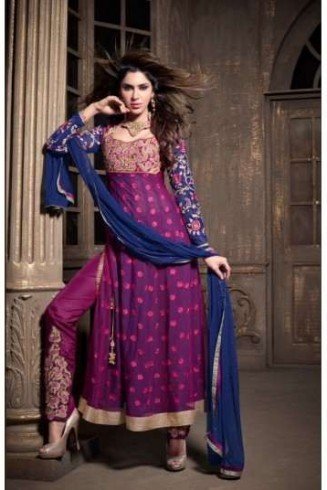 MA2110 Purple DEBONAIR WITH MASKEEN WEDDING WEAR DESIGNER DRESS