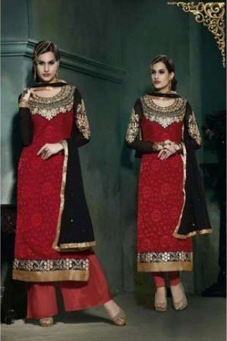 Red Lilly Fiona Long Length Party Wear Salwar Kameez