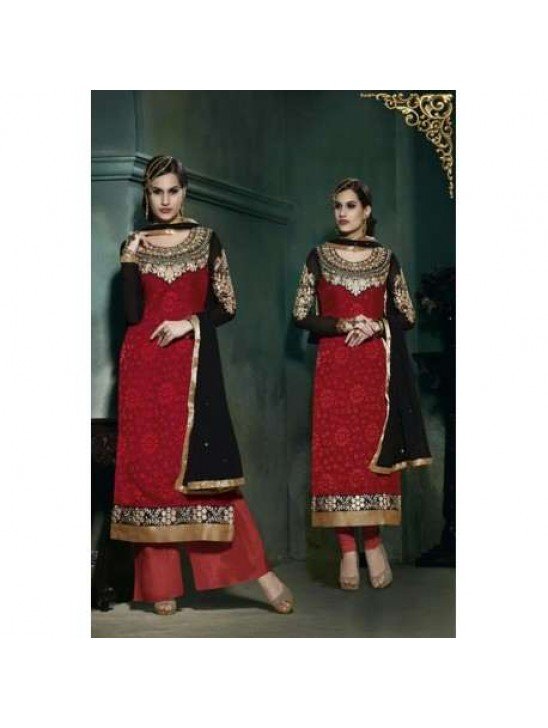 Red Lilly Fiona Long Length Party Wear Salwar Kameez