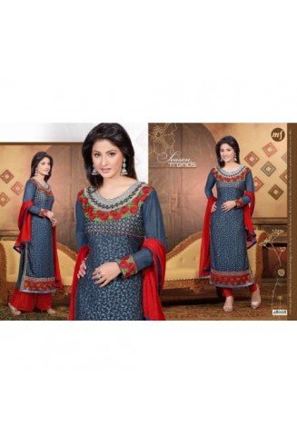 Grey and Red HASEENA 2 PARTY WEAR SHALWAR KAMEEZ 