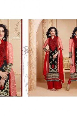 Red and Black BREATHTAKING HASEENA 2 PARTY WEAR SHALWAR KAMEEZ 