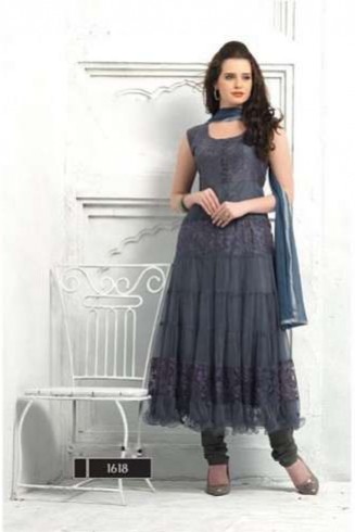 Black Summer Wear Casual Salwar Suit(Dark Grey)