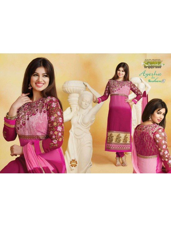 Pink  AYESHA TAKIA Tashan PARTY WEAR SEMI STITCHED SHALWAR KAMEEZ