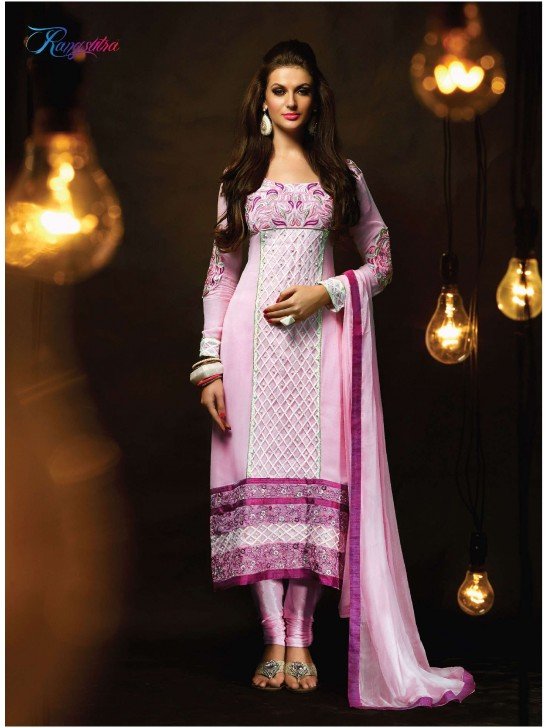 Pink RANGSUTRA PARTY WEAR GEORGETTE CHURIDAR LONG SALWAR SUIT