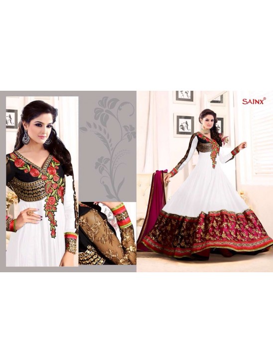 White SATHIYA BY SAINX DESIGNER WEAR ANARKALI