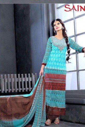 Limpet Shell blue SAJEELE BY SAINX PARTY WEAR SHALWAR KAMEEZ 