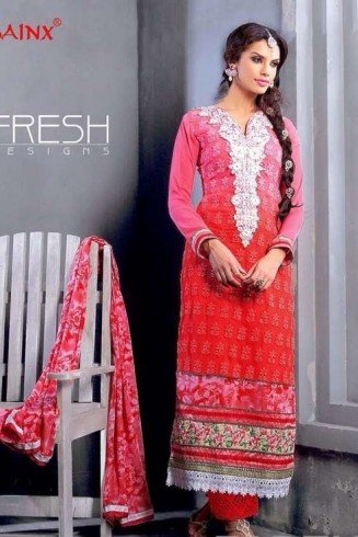 Pinkish Red SAJEELE BY SAINX PARTY WEAR SHALWAR KAMEEZ 