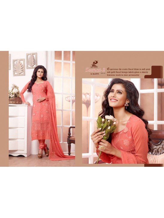 Peach ZEENAT 2 CASUAL WEAR CHIFFON SALWAR SUIT