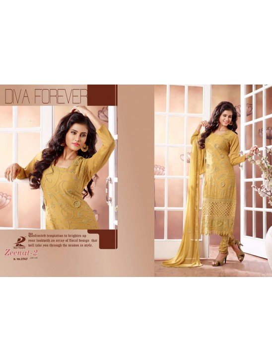 Yellow ZEENAT 2 CASUAL WEAR CHIFFON SALWAR SUIT