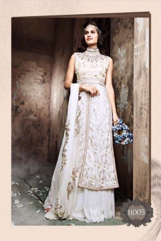 White Indian Designer Wedding Dress Heavy Embroidered Suit