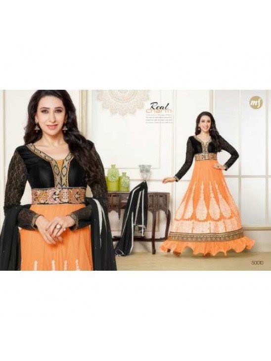 Black and Orange KARISHMA KAPOOR  ELIZA 5 HEAVY EMBROIDERED DRESS