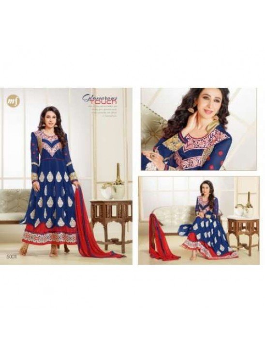 Blue and Red KARISHMA KAPOOR ELIZA 5 HEAVY EMBROIDERED DRESS