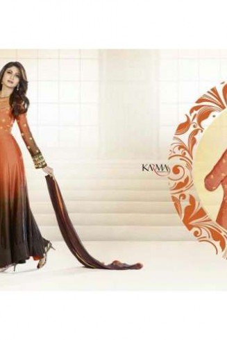 Black and Brown FLORAL KARMA DESIGNER WEAR DRESS