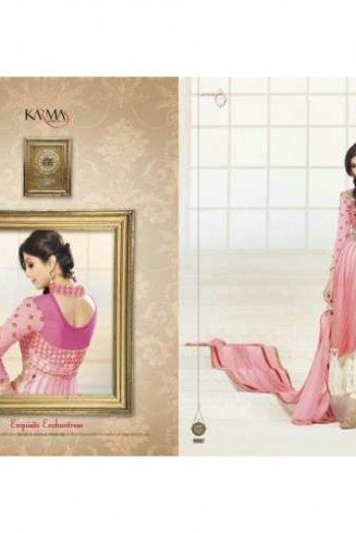 Pink and White FLORAL KARMA DESIGNER WEAR DRESS