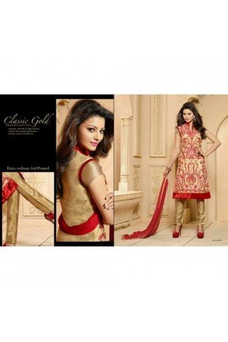 Golden Red KEYAS 4 GEORGETTE LONG LENGTH STRAIGHT SUITS