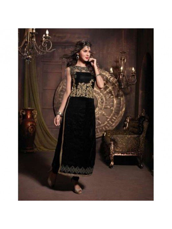 Black MASKEEN BY MAISHA DETAILED EMBROIDERED WINTER WEAR DESIGNER SUIT ( Replica)