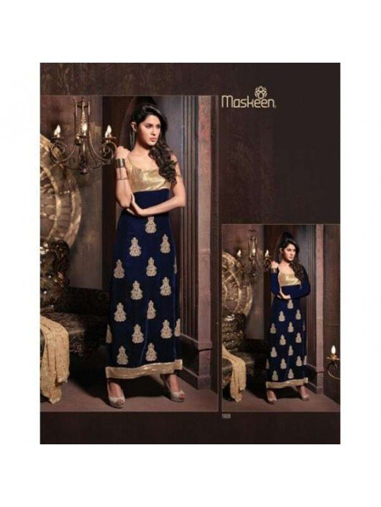 Blue Indian Designer Suit Long Kameez Party Dress