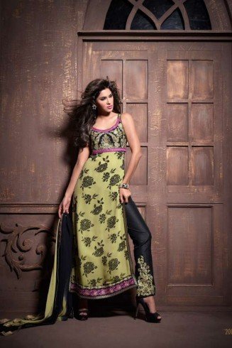 Green and Black Maskeen Senora By Maisha Party Wear Suit