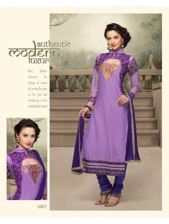 Purple  NITA PARTY WEAR LONG STRAIGHT SALWAR KAMEEZ