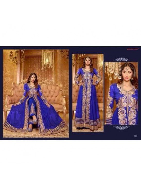 Blue SAARA 3 WEDDING WEAR HEAVY EMBROIDERED LEHENGA