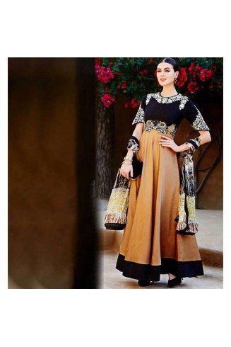 Bold Brown and Black Heer By Kimora GEORGETTE Anarkali Suit