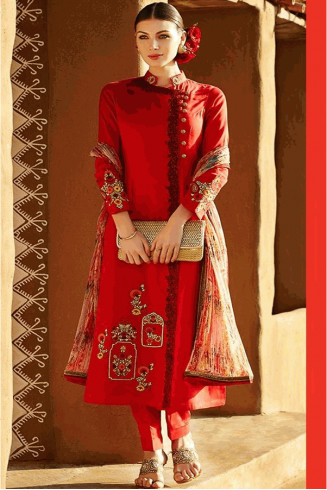 Red Heer By Kimora GEORGETTE Anarkali Suit