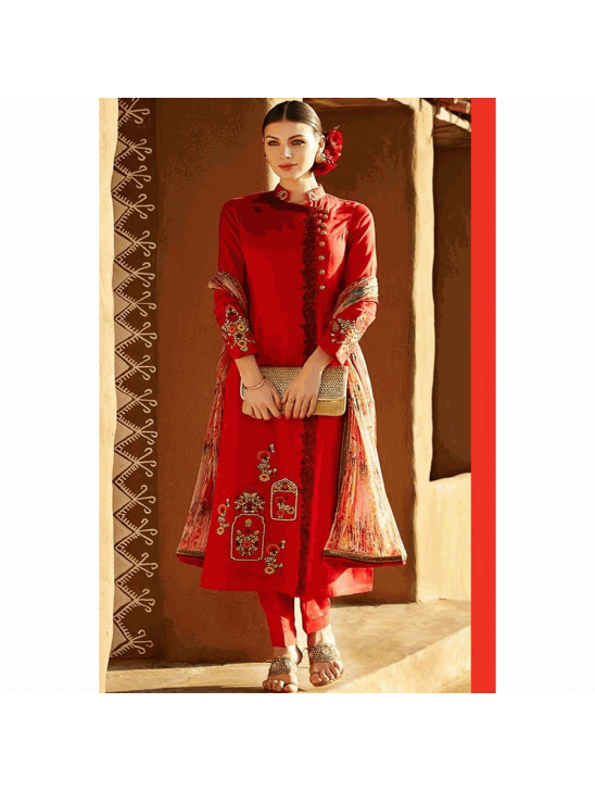 Red Heer By Kimora GEORGETTE Anarkali Suit