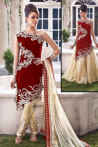 Samba Red and Gold ZOYA EMPRESS SPLASH VELVET LENGHAS DRESSES (original)