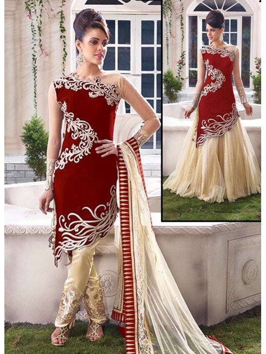 Samba Red and Gold ZOYA EMPRESS SPLASH VELVET LENGHAS DRESSES (original)