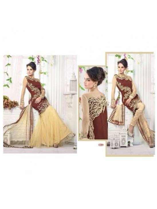 Brown Z PLUS DETAILED EMBROIDERED WEDDING WEAR DRESS