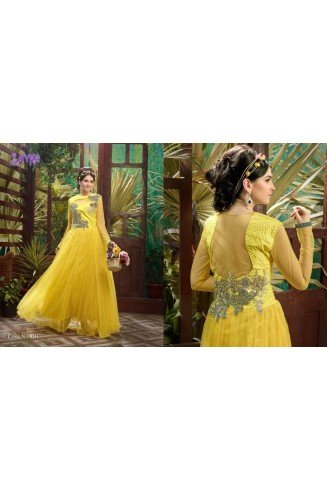 Buttercup Yellow SAYNA ADA WEDDING WEAR HEAVY EMBROIDERED GOWN