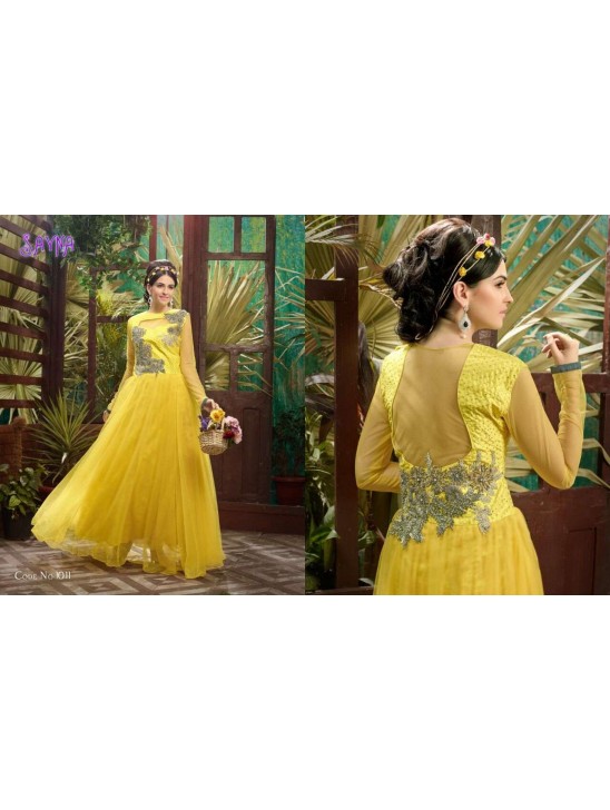 Buttercup Yellow SAYNA ADA WEDDING WEAR HEAVY EMBROIDERED GOWN