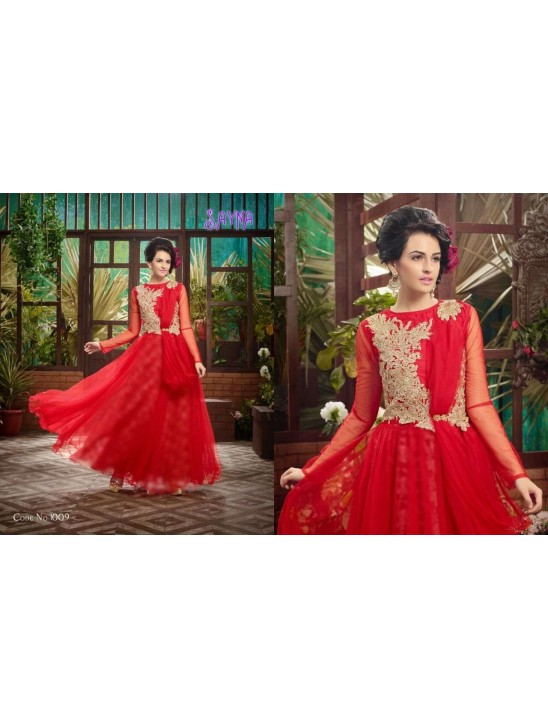 Red SAYNA ADA WEDDING WEAR HEAVY EMBROIDERED GOWN